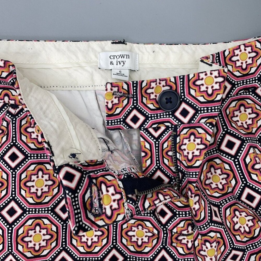 Crown And Ivy Shorts Stretch Geometric Multicolor Womens 6 - Picture 3 of 10